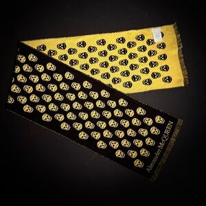 Alexander McQueen Black & Yellow Skull Motif Reversible Scarf